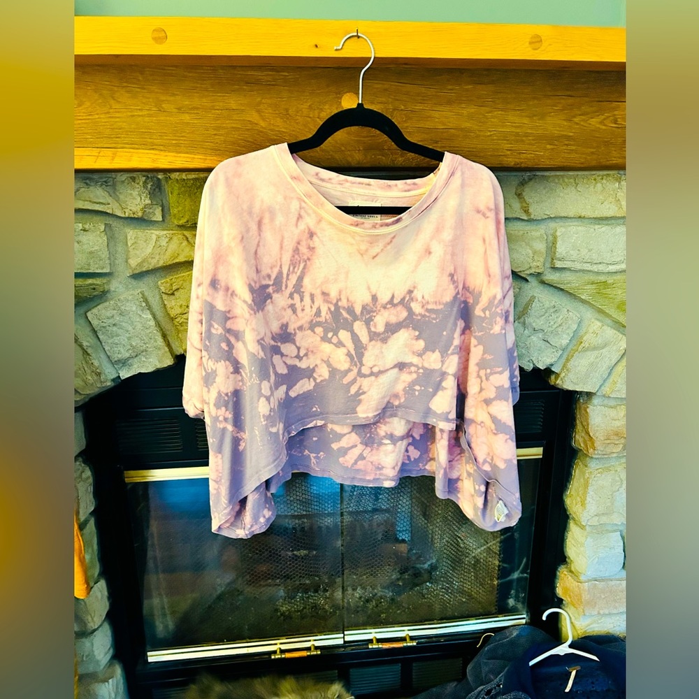 Free people x vintage souls crop tie dye shirt
